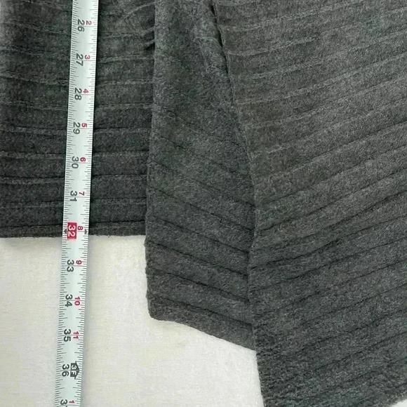 Le Moda Knit Sweater Cardigan Size XL-2X Gray Drape Ribbed Minimalist Lagenlook - Picture 7 of 9